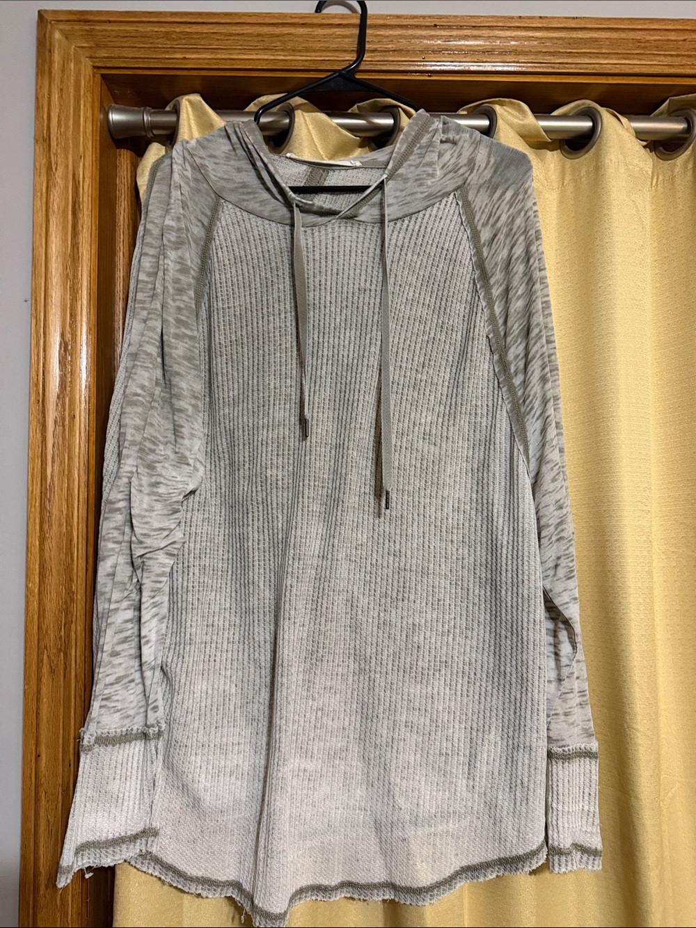 Light sage Ribbed Hoodie Top